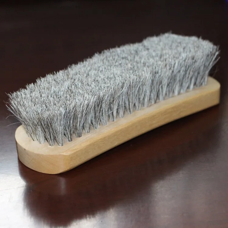 Full Horse Hair Brush, Gray White Hair, Shoe Leather Grease, Polishing, No Skin Damage.