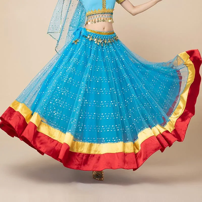 Costumi di danza del ventre di Bollywood di danza indiana gonna a dondolo di grandi dimensioni vestito da spettacolo di danza di gruppo abbigliamento orientale femminile per adulti