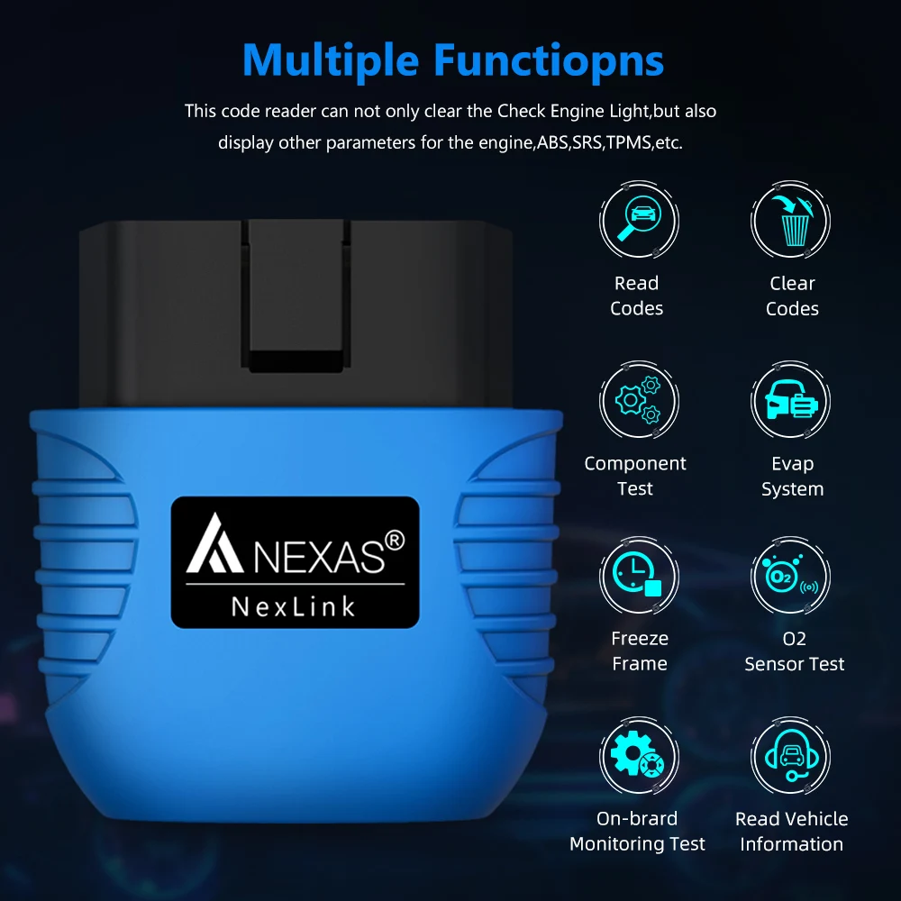 Nexas-Bluetooth 5.0車診断ツール,オートバイスキャナー,nexlink obd 2スキャンツール,iOS, Android, Windows,eobd用コードリーダー