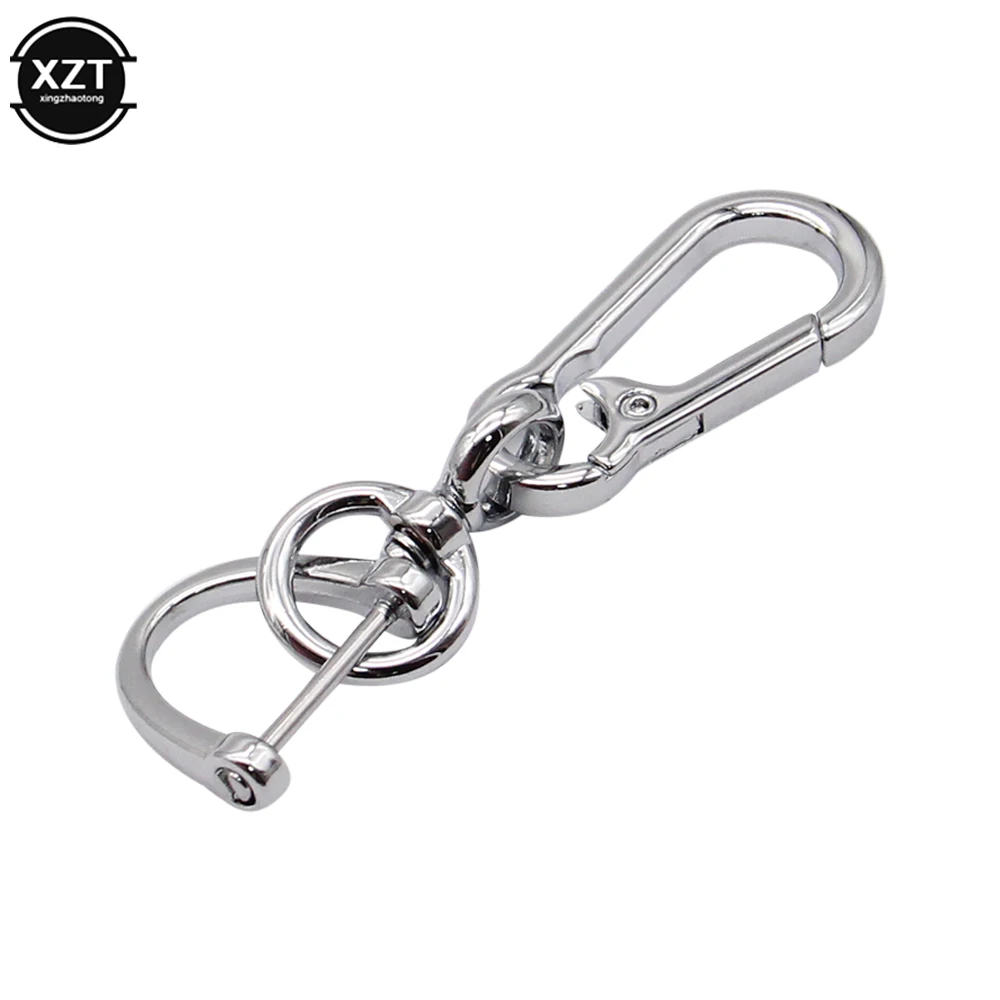 Anti-Lost Car Key Pendant Creative Simple Keychain Strong Carabiner Shape Stainless Steel Keyring Man Unisex Gift Auto Interior