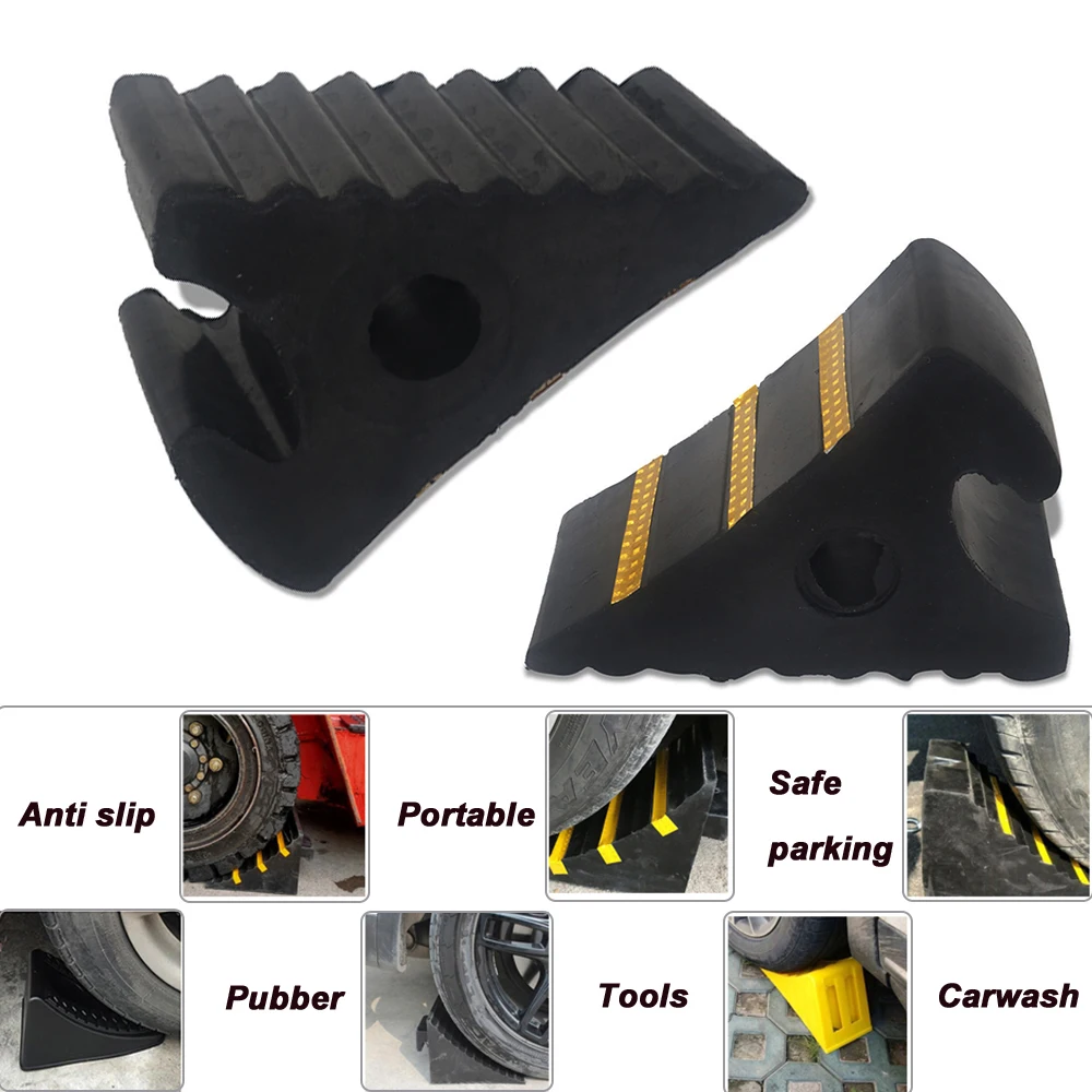 2 Pcs Wheel Tire Stopper Tire Support Rubber Pad Chock Rubber Wheel Stopper Automotive Ramp Car Trailer Truck Base Tire Tools