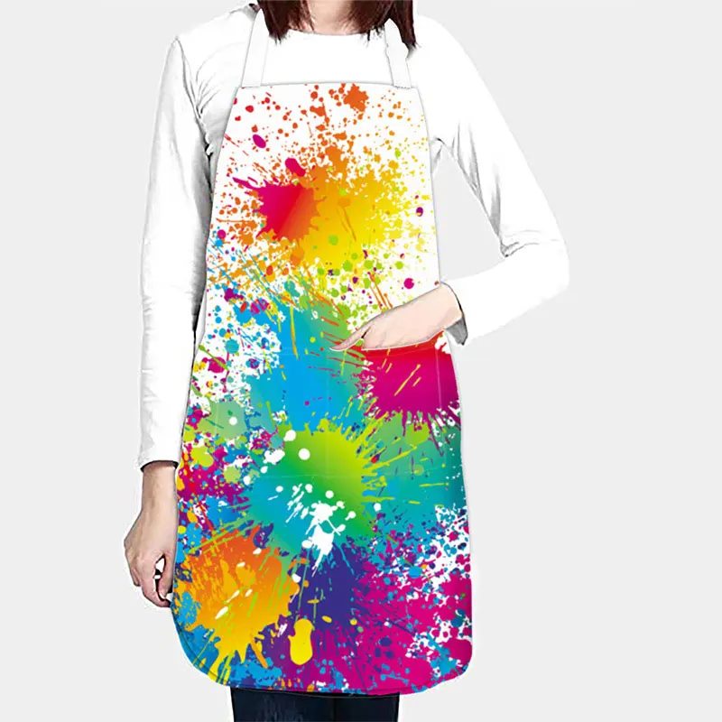 1PC Creative Tie Dye Apron Kitchen Waterproof Aprons For Women Men Oil-Proof Female Adult Cooking Accessories