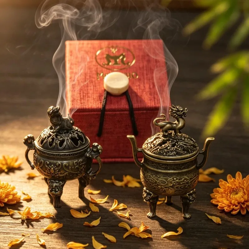 Mini Metal Animal Incense Burner Set