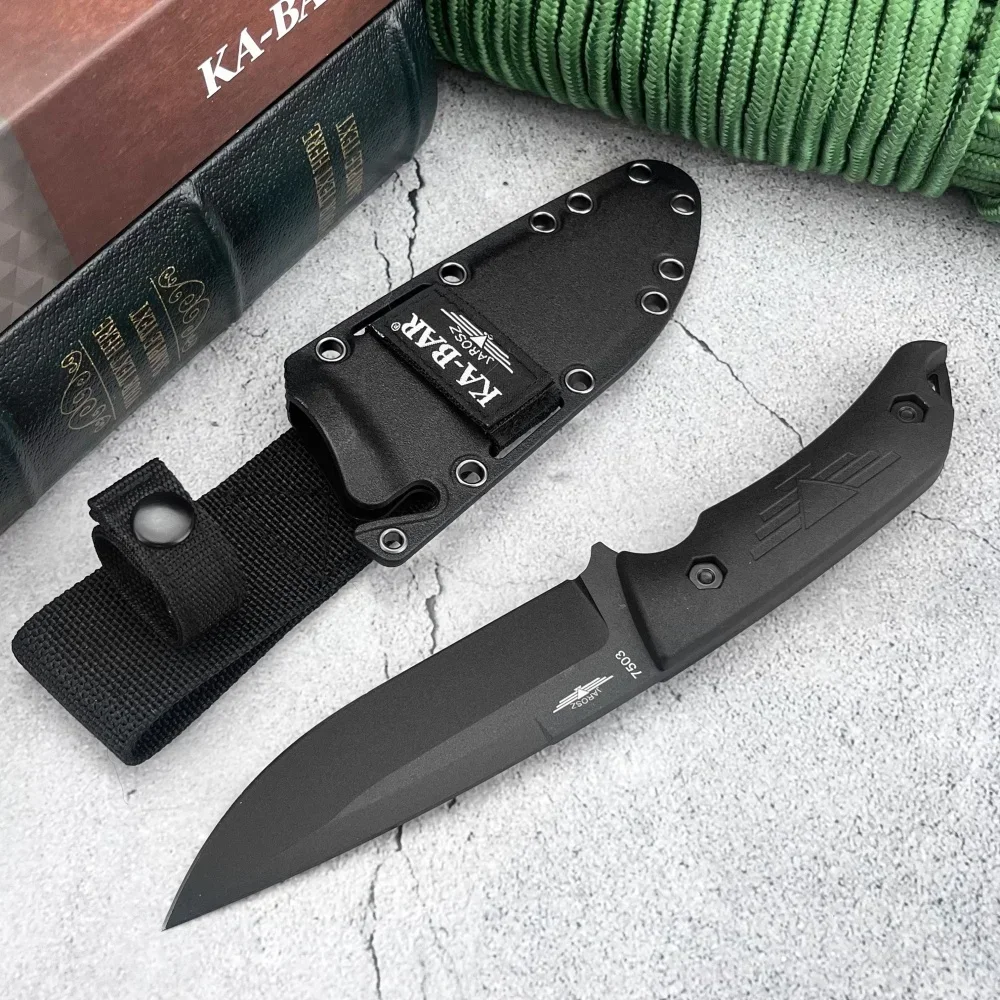 KB 7503 Straight Knife Nylon Fiber Handle 9Cr13Mov Blade Sharp Defense Multi-functional Tactical Knife for Hunting in The Wild