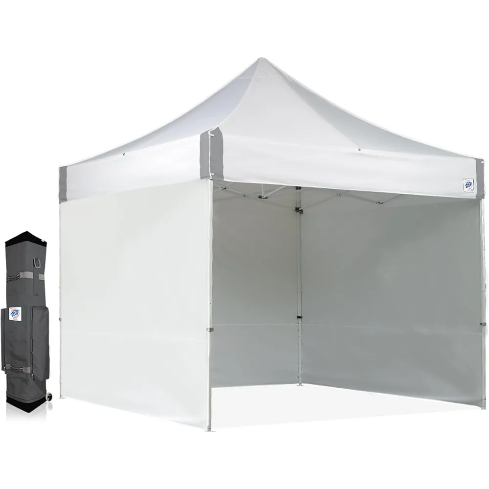 

E-Z UP ES100S Commercial Up Canopy Tent, 10' x 10' with 3 Sidewalls, 1 Mid-Zip Sidewall and Wide-Trax Roller Bag,