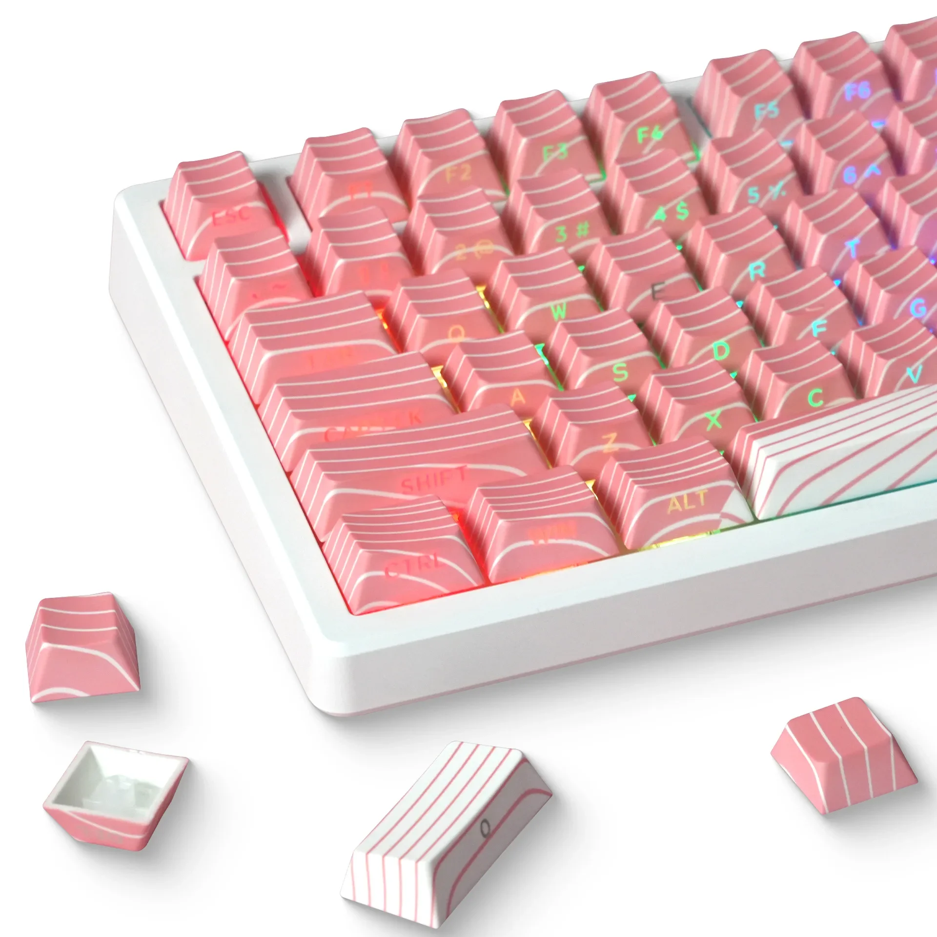 

XVX 135 Keys Side Print Pink Keycaps Set Cherry Profile Double Shot Translucent MX Switch Gaming Mechanical Keyboard Keycaps