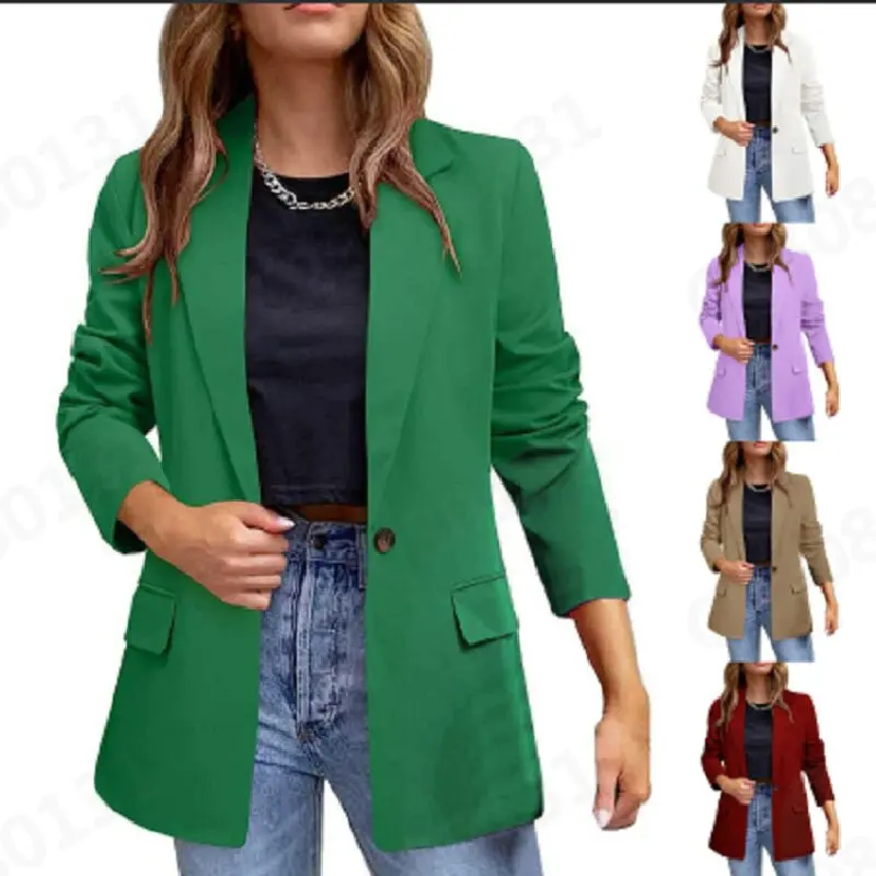 Women Fashion Suits Jacket Blazers Slim Fit Elegant Casual Suit Office Lady Blazer Coat Solid Long Sleeve Outerwear Stylish Tops