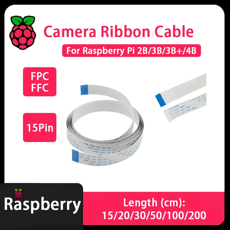 كاميرا راسبيري بي 15Pin كابل مسطح مرن 15/20/30/50 سنتيمتر تمديد كابل FFC تمديد لراسبيري بي 2B 3B 3B + 4B