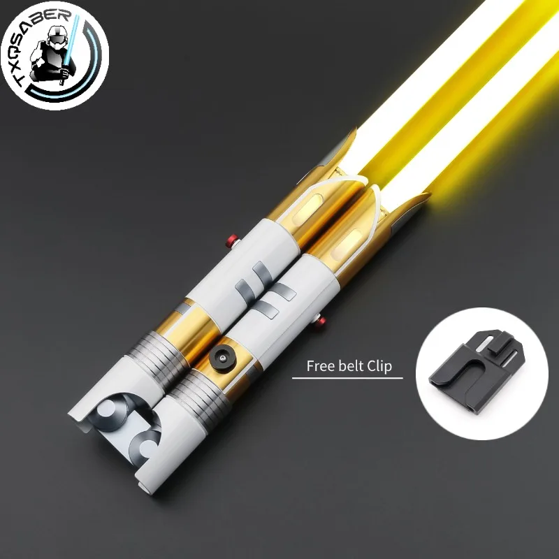 

TXQSABER 2 шт., световой меч с двойным лезвием, приложение Neo Pxiel, управление Bluetooth, джедай, бластер, лазерный меч, косплей, детские игрушки