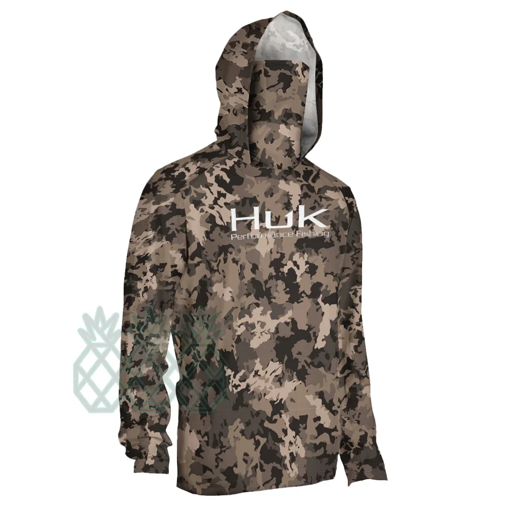 HUK Fishing Hoodie Shirts Long Sleeve Face Mask Fishing Clothing Uv Protection Breathable Performance Fishing Tops Camisa Pesca