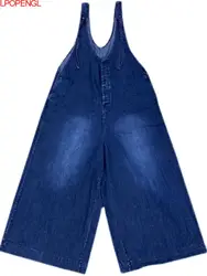 New Vintage Solid Color Personalized Denim Overalls Women's Fashion High Waisted Streetwear Straight Jumpsuit One Piece Pants