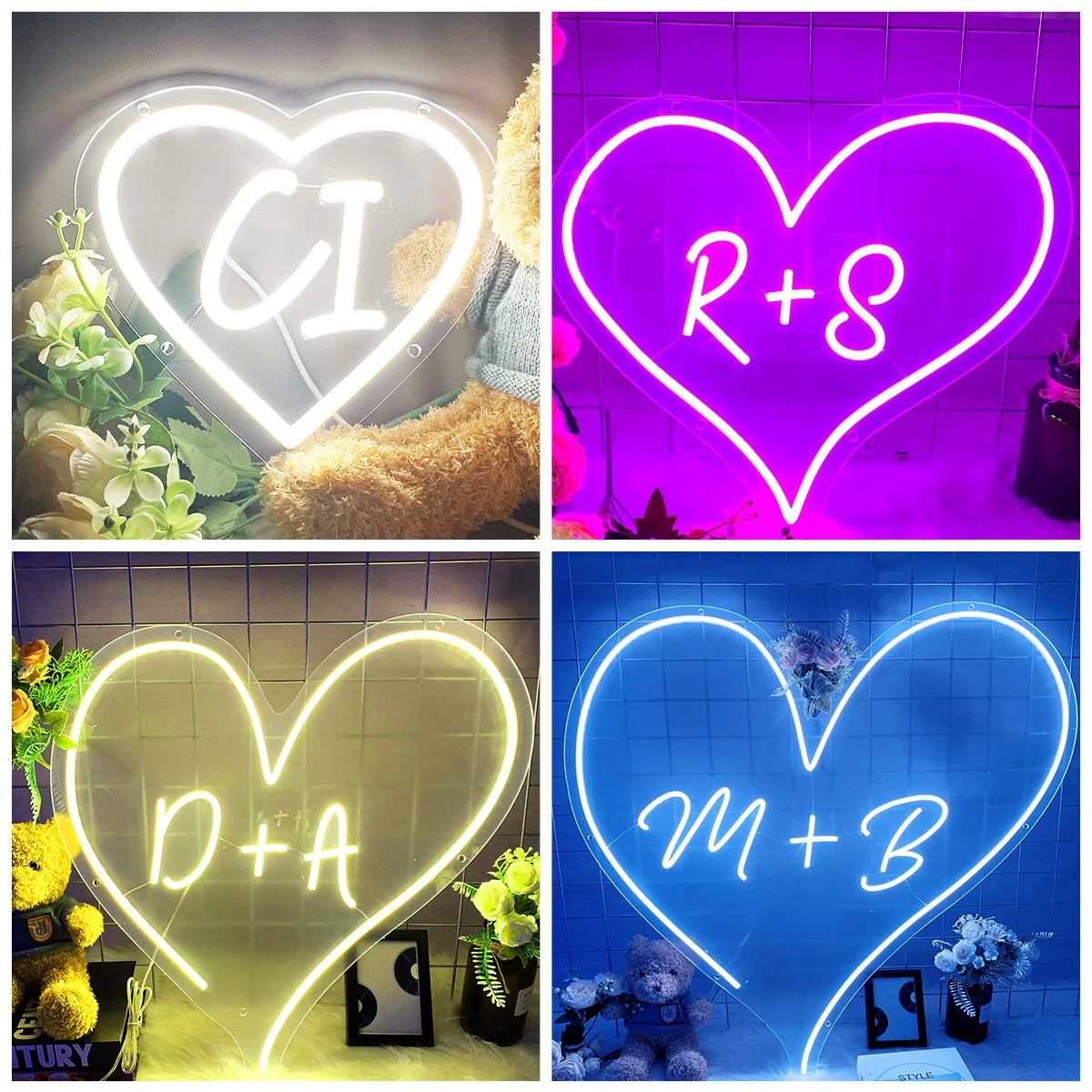 Imagem -02 - Grande Sinal de Néon Personalizado para Wall Decor Nome Negócio Logotipo Grande Personalizado Luz Led para Feliz Aniversário