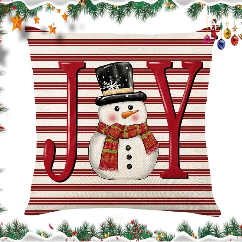 2025 Linen Christmas Cushion Cover Santa Claus Snowman Elk Merry Christmas Decor for Home Sofa Pillow Cover Ornaments Pillowcase image 5