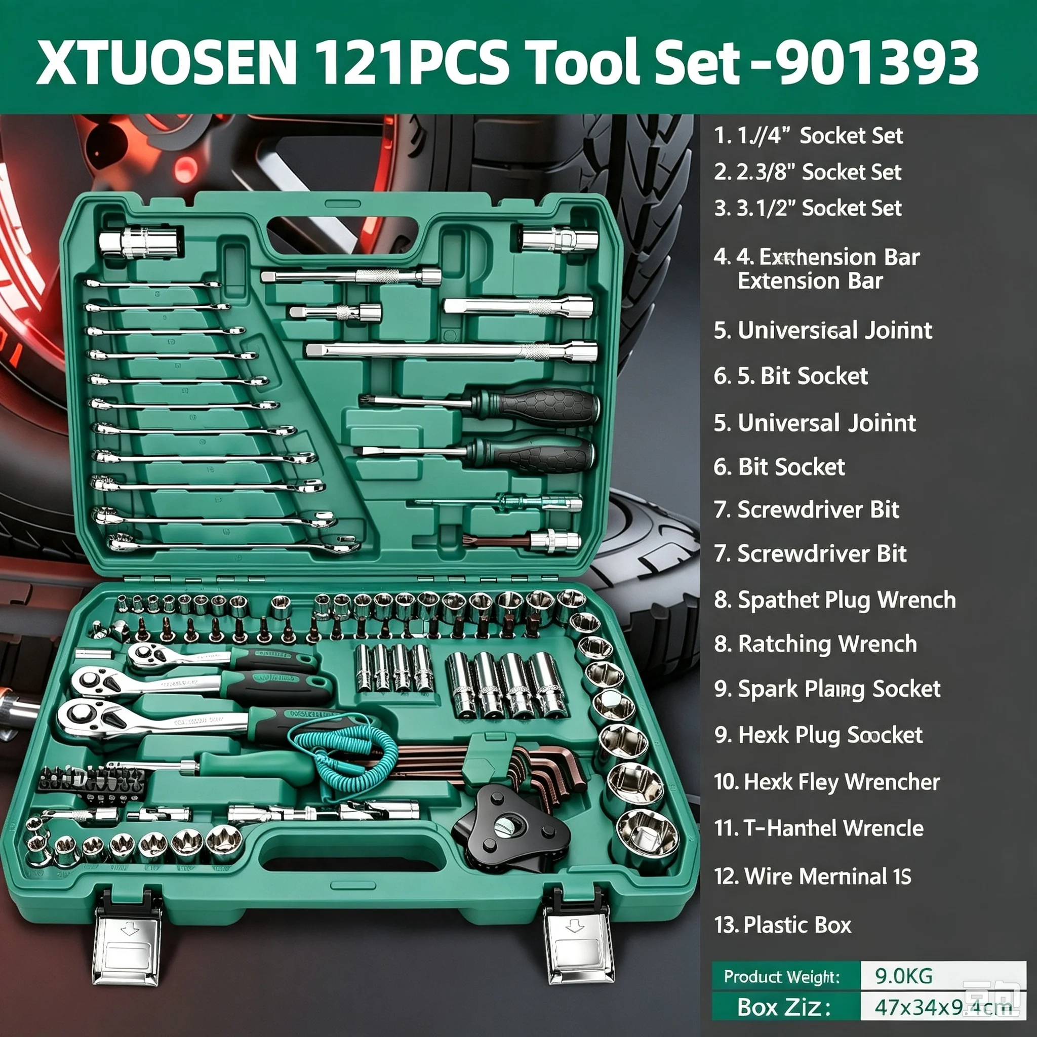 Professional Racing Grade Ratchet Wrench Set, 1/4
