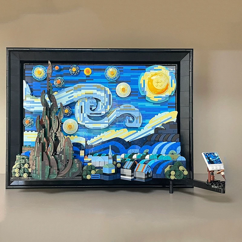 Ideas MOC 21333 World Masterpiece Vincent van Gogh The Starry Night Model 2316PCS Building Blocks Brick Puzzle Toys for Kid Gift