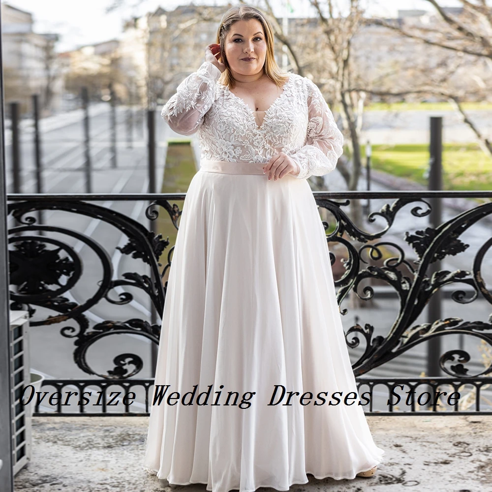 Charming Full Sleeve Wedding Dresses with Lace 2024 Summer Boat Neck Bridal Gowns for Women New Sweep Train Vestidos De Novia