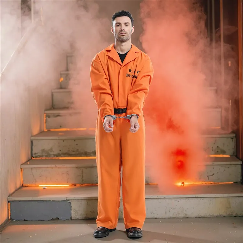 

Harroway Halloween Adult Cosplay Creative Stage Performance Men's Prisoner Costume Prisoner Clothes Summer 2025 No Brand