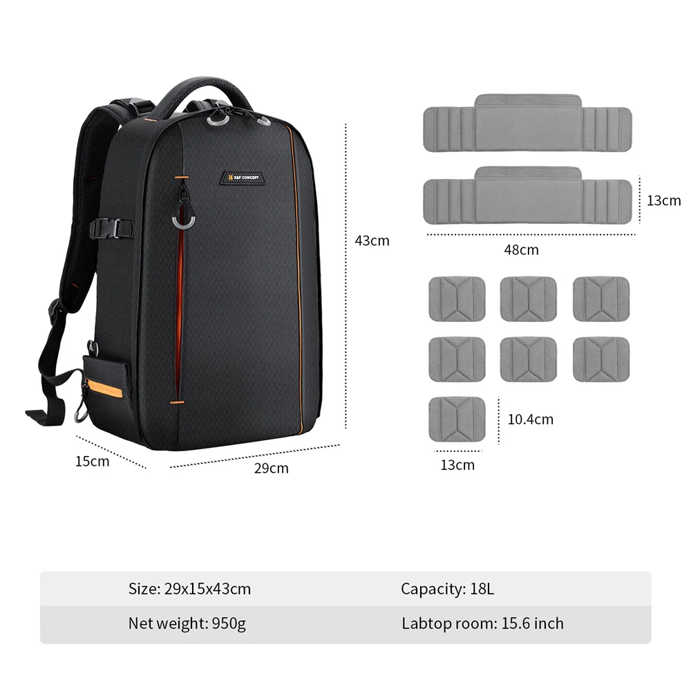 K & F Concept mochila para cámara profesional, bolsa grande impermeable para fotografía, con compartimento para trípode para ordenador portátil