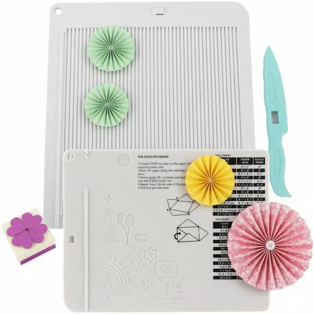 Measuring Grid Paper Trimmer Scoring Board Rectangular with Paper Cutter Envelope Maker Board DIY Plastic
