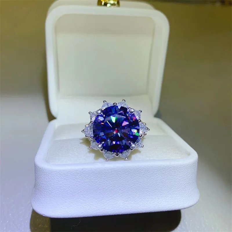 Imagem -04 - Anéis Moissanite Pureple Prata Esterlina para Mulheres Diamante de Laboratório Jóias Gra Espumante Verde e Azul Alto Grau Quilates 10 Quilates 925