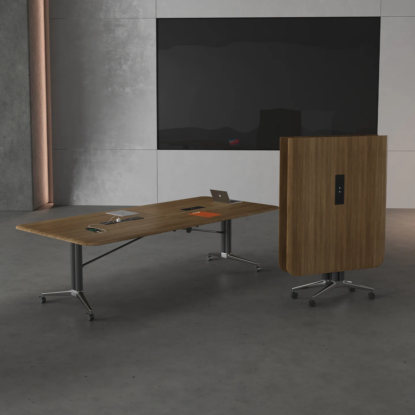 Blister folding conference table Movable long table Modern minimalist desk Office meeting with wheels