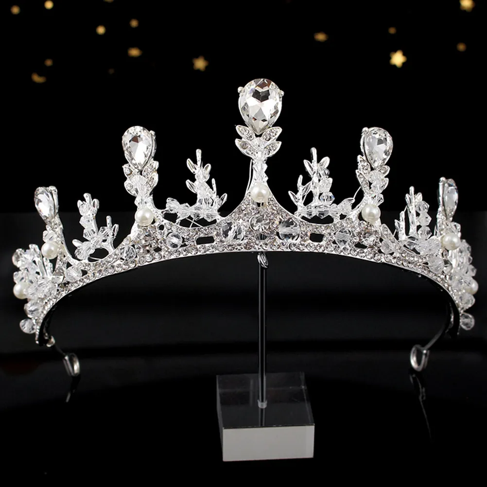 

Серебряная корона из сплава с кристаллами и стразами, свадебная тиара, головной убор для невесты, повязка на голову, реквизит для фотосессий, украшение для вечеринки, свадебная корона