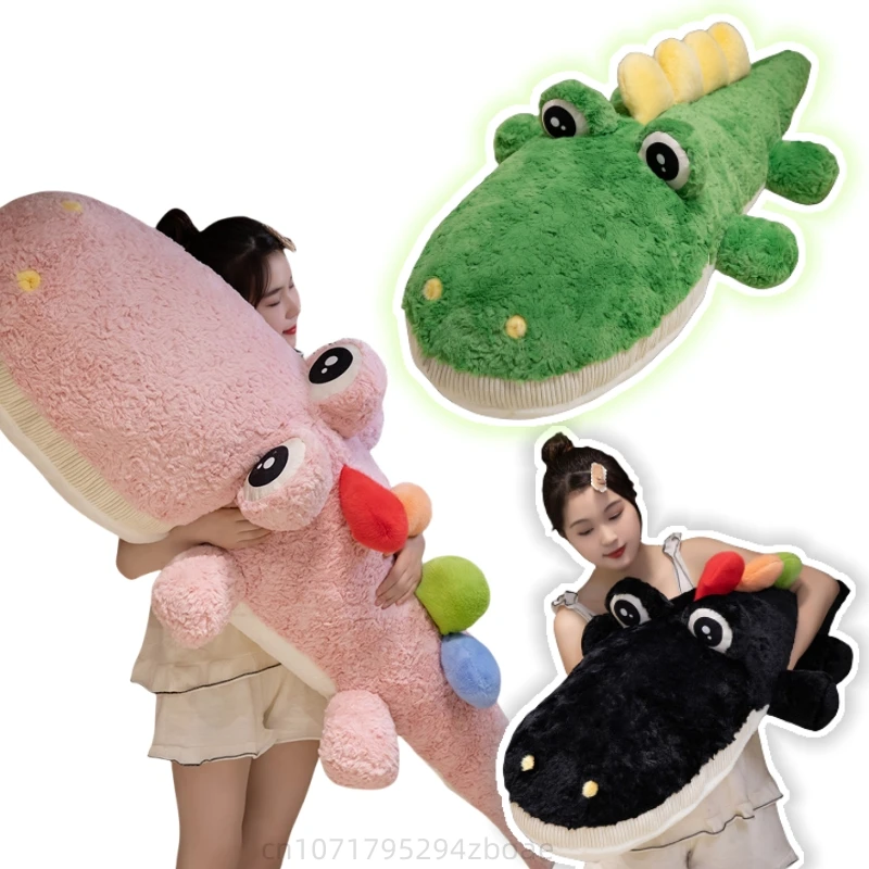 Kawaii Gaint Rainbow Crocodile Plush Doll Pillow Cartoon Green Pink Black Reptile Animal Crocodile Soft Plush Doll Home Decor