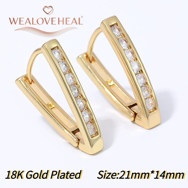 Damen-Ohrringe aus 18K vergoldetem Messing mit CZ-Stein, V-förmige Huggie-Ohrringe, geometrisch, minimalistisch, für den täglichen Gebrauch, Valentinstagsgeschenk, Schmuck. – Detail 21