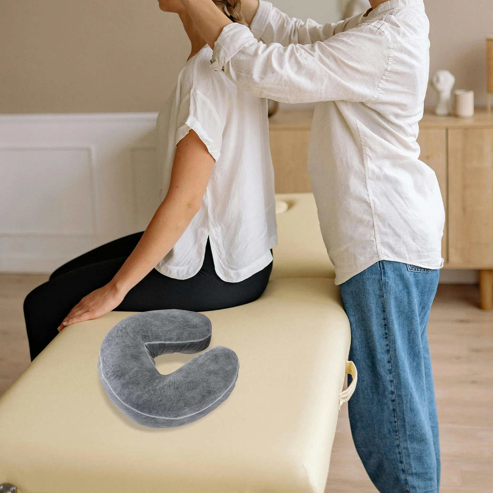 

50pcs U Shaped Pillow Cases Disposable Non Woven Massage Bed Accessories Salon Covers Breathing Elastic