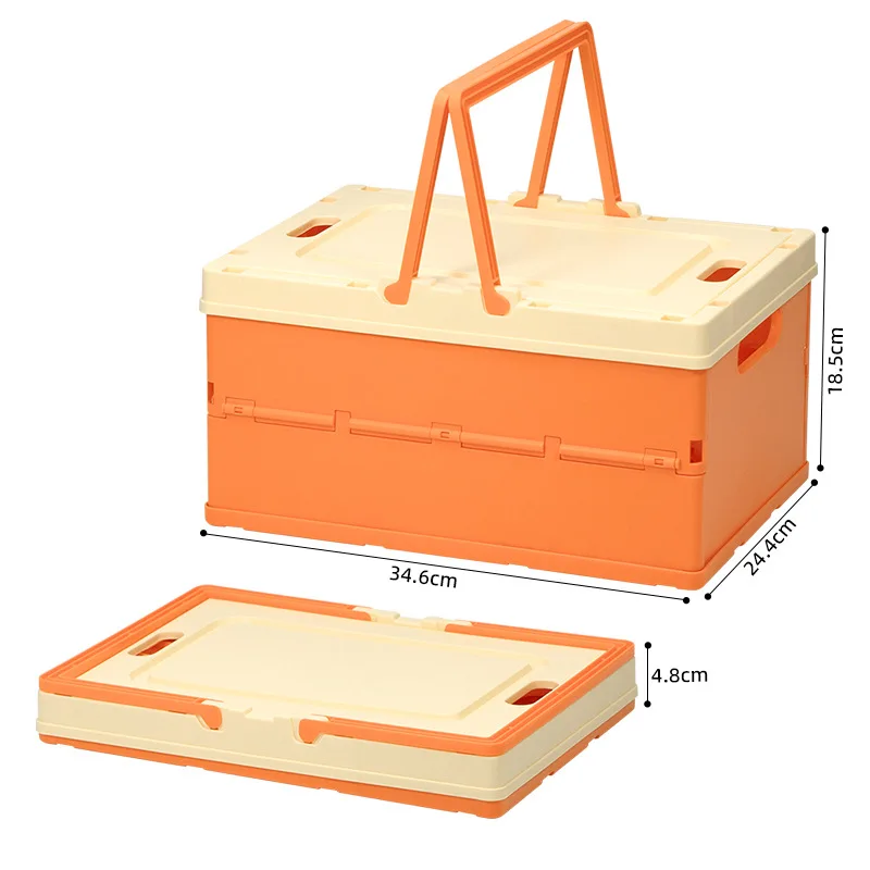 

Foldable Storage Box with Handle Collapsible Organizer with Dimensions Home Use and Travel Supplies Storage