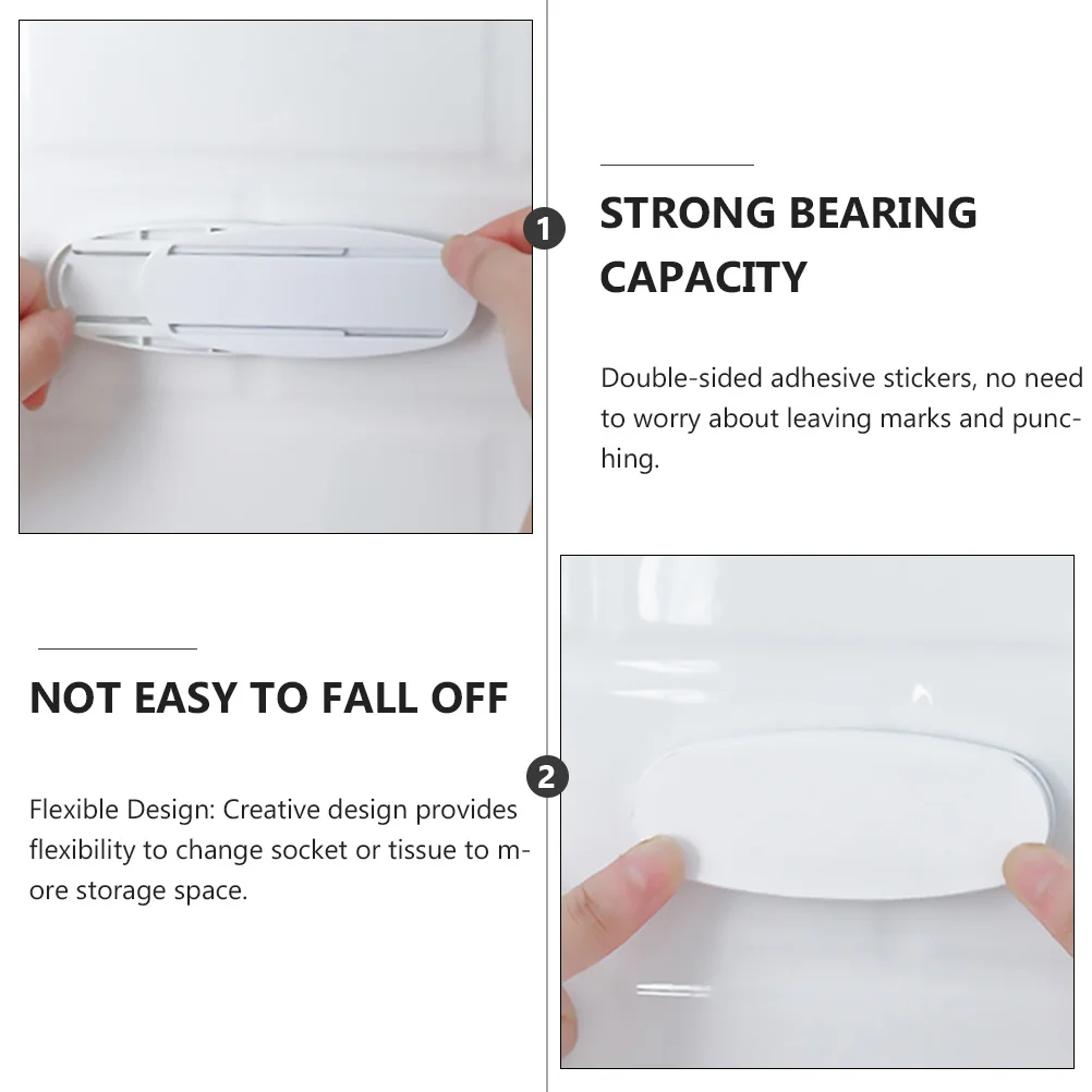 

9Pairs Socket Fixator Adhesive Punch Free Wall Mounted Socket Holder Strong Bearing Capacity Plastic Power Strip Holder Cable