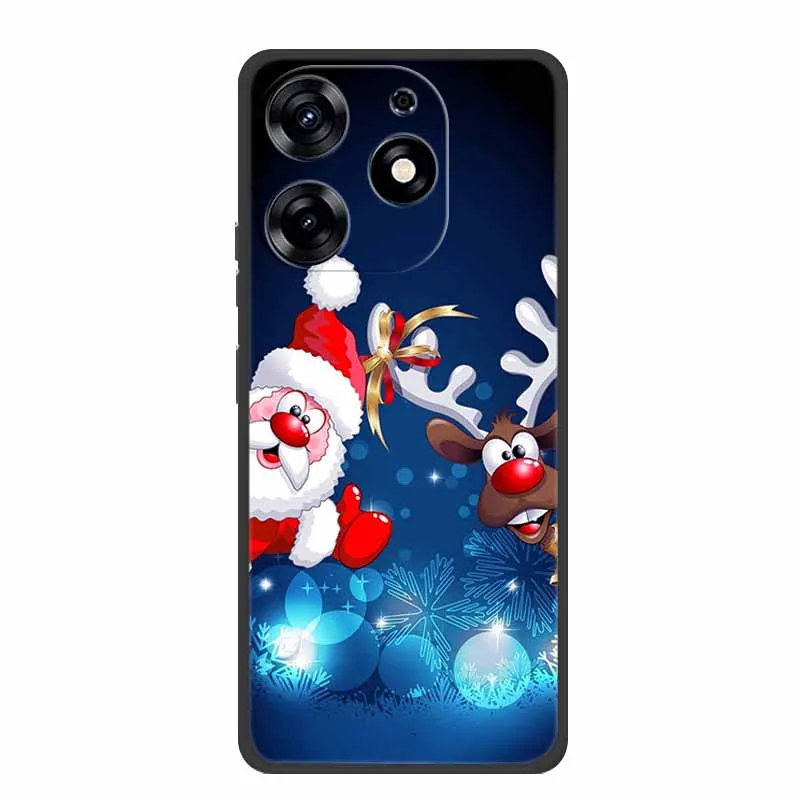 สําหรับ Tecno Spark Go 2024 กรณี Merry Christmas Xmas สีดําซิลิคอนนุ่มปกหลังสําหรับ Tecno Spark 10 Pro 10C POP 8 โทรศัพท์กรณี