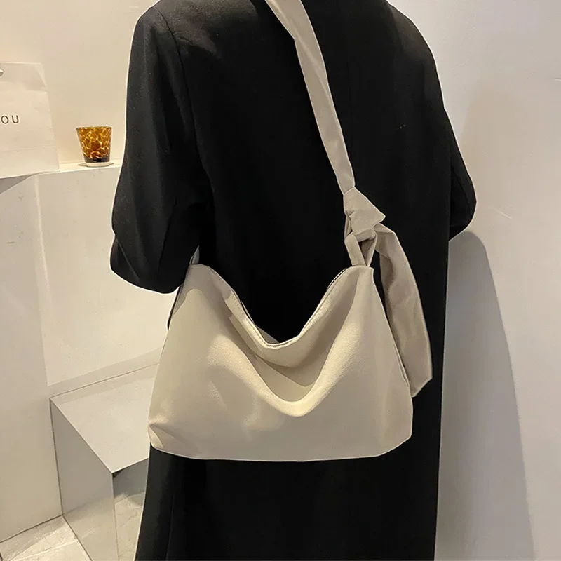 

Black Crossbody Bags for Women 2022 Girls Handbag Shopper Casual Solid Simple Chain Knotted Straps Messenger Shoulder Totes Bags