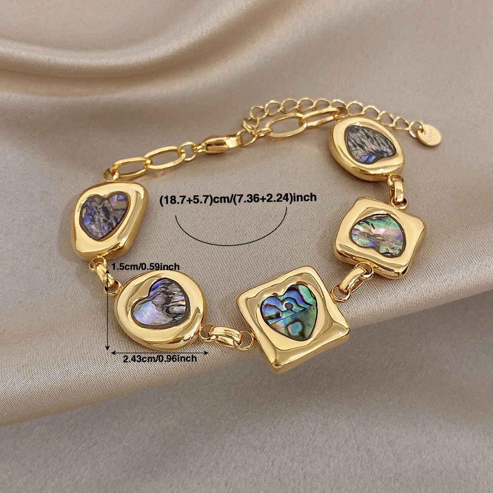 Greatera Irregularly Shaped Bracelet Resin Arranged Intervals Chain Bangles For Women Heart Square Design Personality Jewelry