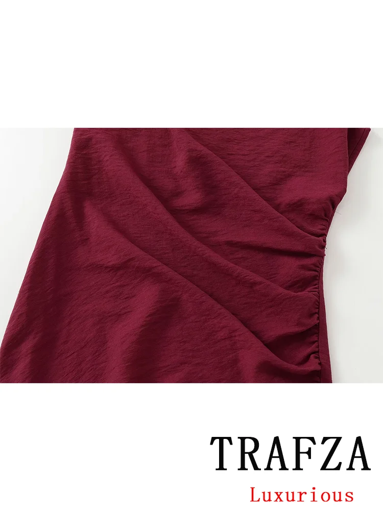 TRAFZA-Robe Longue et Droite Vintage pour Femme, Tenue Chic, Couleur Unie, avec Appliques Dorées, Nouvelle Mode Automne 2024