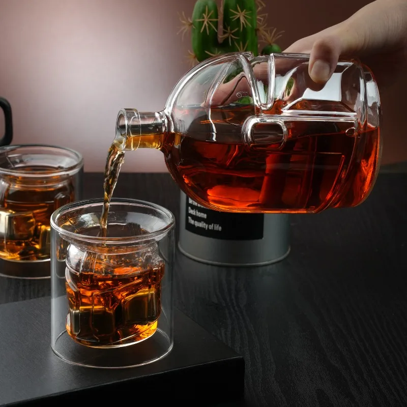 

1Pcs Helmet Shaped Glasses Whiskey Awakener High Borosilicate Glass Bottle Creative Transparent Whiskey Glass