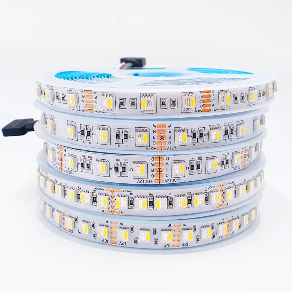 RGBW RGBWW LED Strip 12v 24v 120 leds/m 108 leds/m 60 led/m 4 in 1 Chip RGB+ Warm White RGB+White Strip Flexible Smart LED Tape