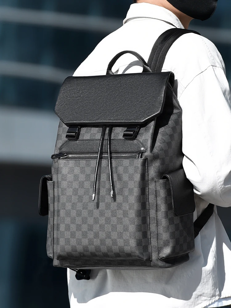 大容量通勤用ラップトップバッグクールでファッショナブルな大学生のバックパックビジネス防水カジュアルメンズダブルショルダーバッグ