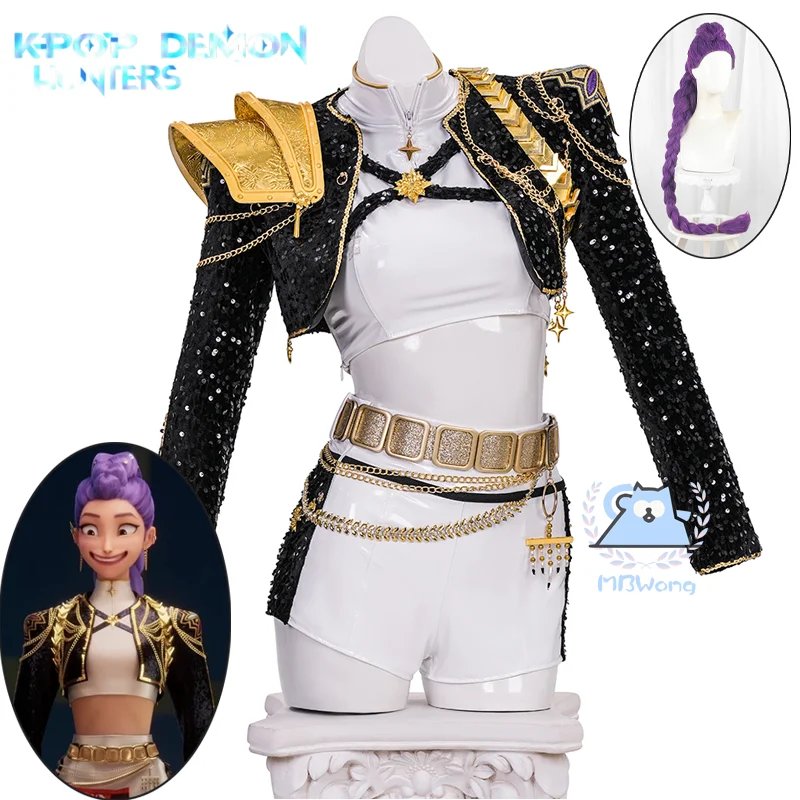 

KPop Охотники на демонов Руми Косплей Костюм Руми Поющий костюм Парик Аниме Фильм Ожерелье Подвеска Хэллоуин Вечеринка Для Женщин Девушка Опора