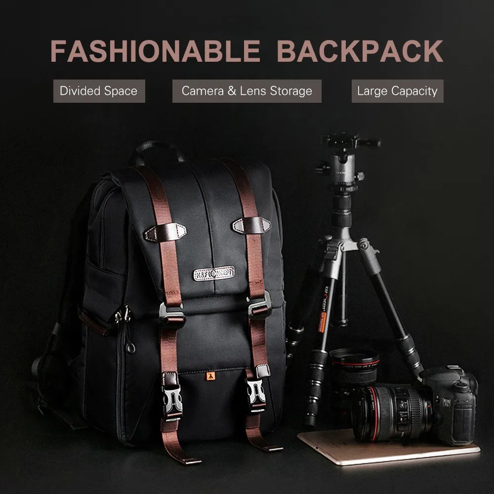 Mochila para cámara de fotografía, bolsa de almacenamiento con apertura lateral disponible para portátil de 15,6 pulgadas con cubierta a prueba de lluvia, trípode, correas de captura para SLR