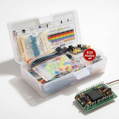 Electronic Components Electrolytic Capacitor Resistor, LED 830 Hole Breadboard Kit, UNO R Component Pack, Beginner Start