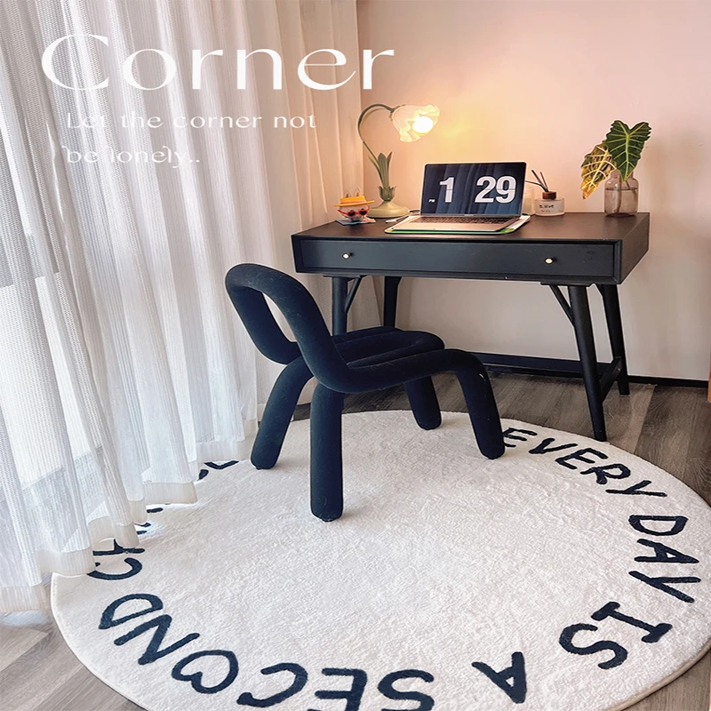 

Round Letter Living Room Decoration Carpet Simple Children's Room Baby Crawling Soft Carpets Ins Cloakroom Dresser Non-slip Rug