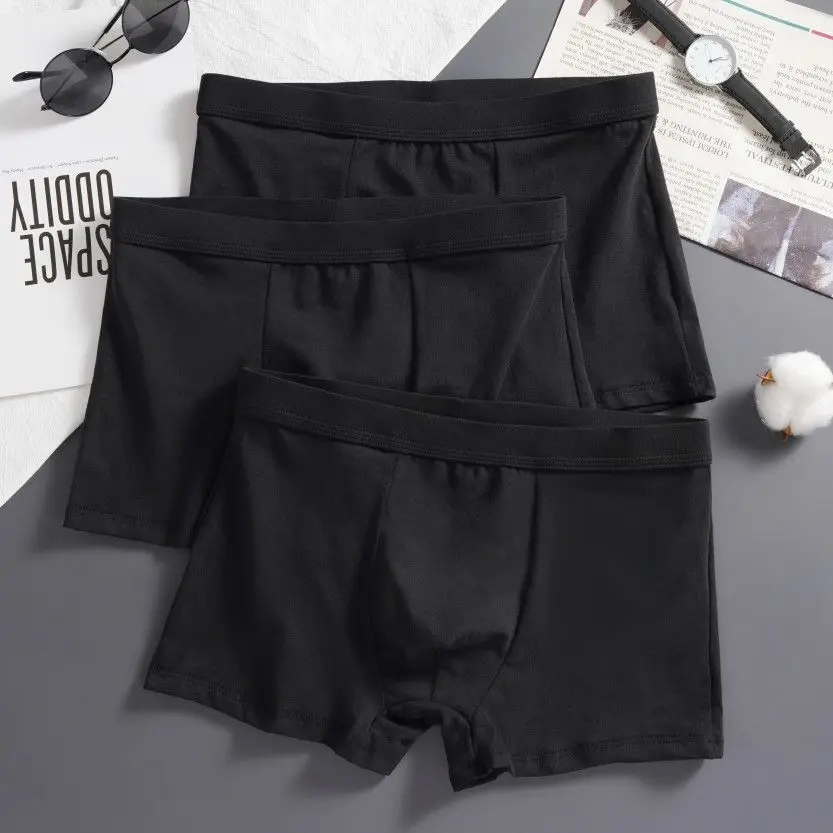 

【3 шт.】Мужское нижнее белье из 100% хлопка с большой сумкой, антибактериальные, впитывающие пот, дышащие спортивные бесшовные шорты-боксеры большого размера