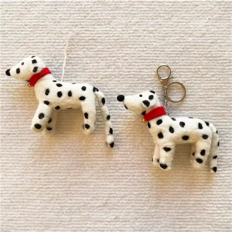 Handmade Wool Felt Stereoscopic Spotted Dog Key Chain UNISEX A Birthday Gift Keychain That Can Given To Friends Who Like Puppies