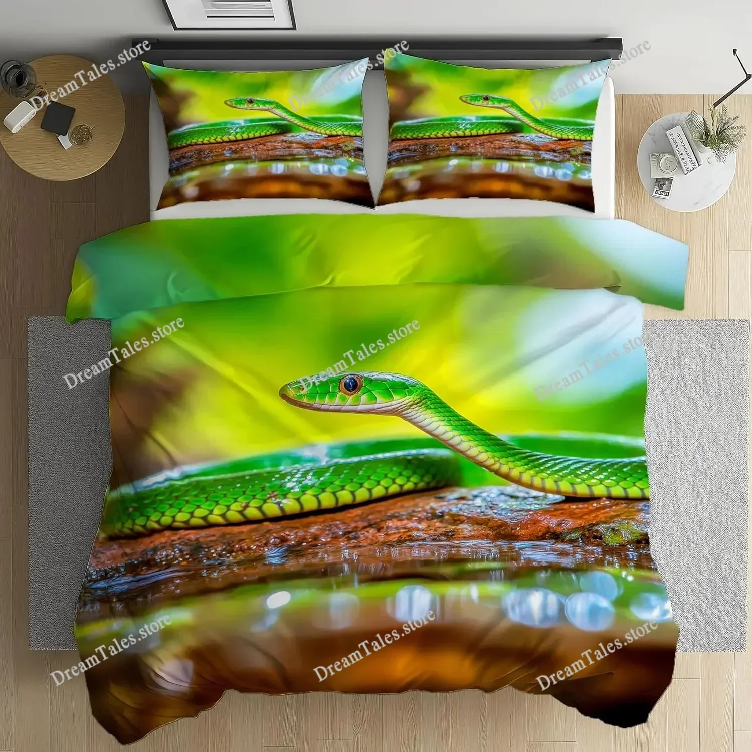 

Snake Bedding Set,Starry Sky Reptile Duvet Cover Set,Fantasy Animal Pattern Bedding Set, Reversible Bedding with Pillow Cover963