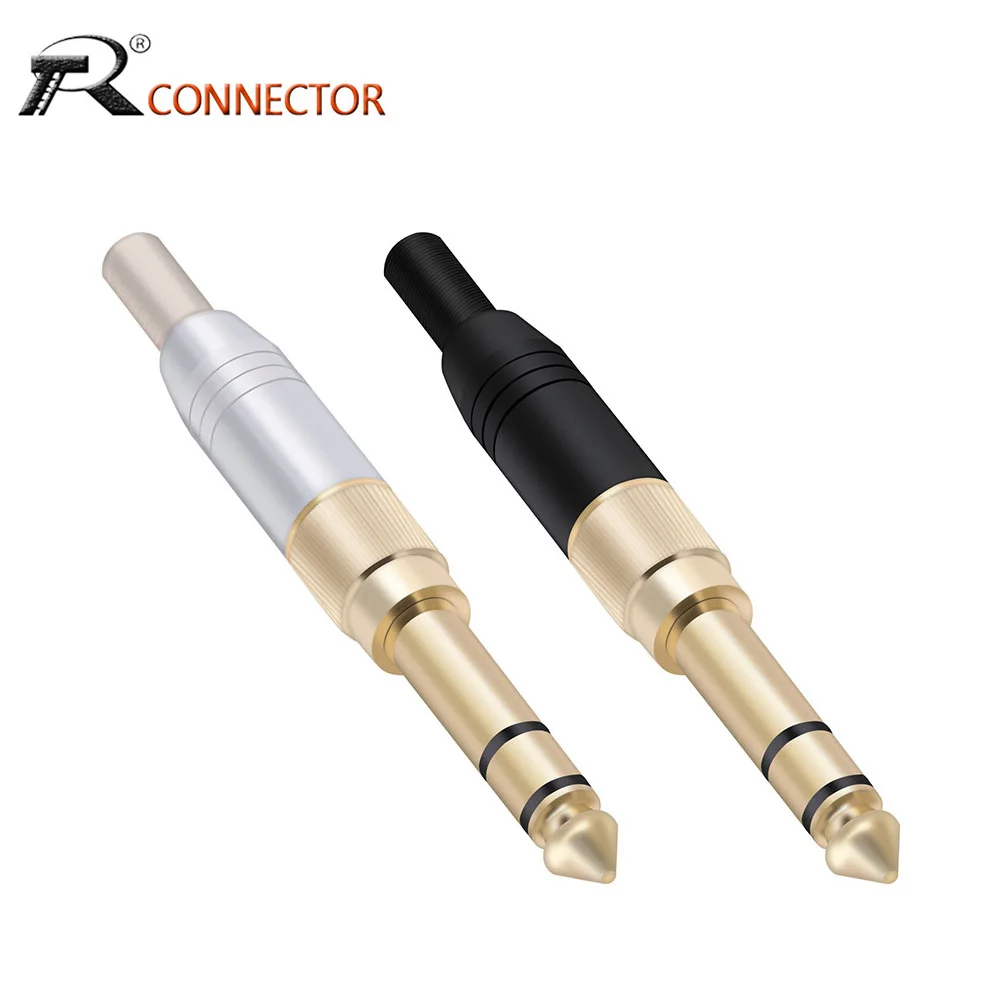 4pcs Gold-platedAdapter Jack 6.35mm 3 Pole Stereo Male Plug with Inside Screw to 3.5mm Jack Stereo Female Socket Converter