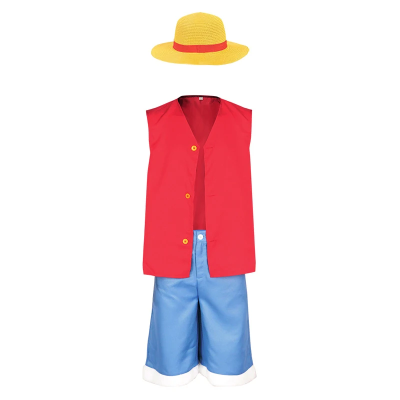 Kids Anime pirate Cos Disguise Costume Adult Beach Clothing Luffy Cosplay Costume Set Coat Pants Halloween Party Costume