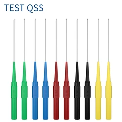 Qss 10 pces 1mm teste sonda agulha multímetro piercing de aço inoxidável volta sonda 4mm banana soquete ferramenta reparo automóvel q.30009 +