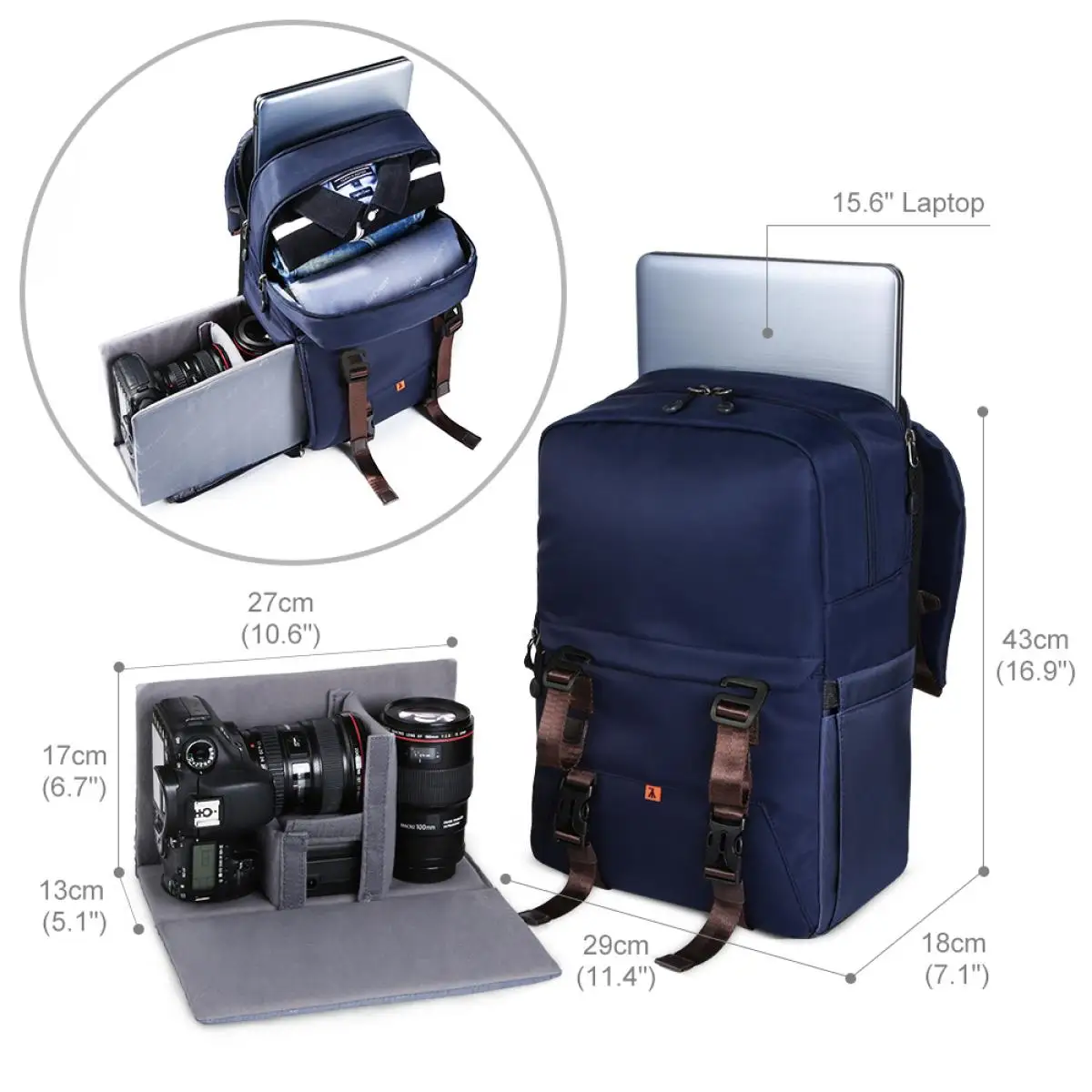 K & F Concept 20L tas ransel kamera antiair, tas fotografi untuk kamera DSLR 15.6 inci Laptop Tripod luar ruangan Pria Wanita