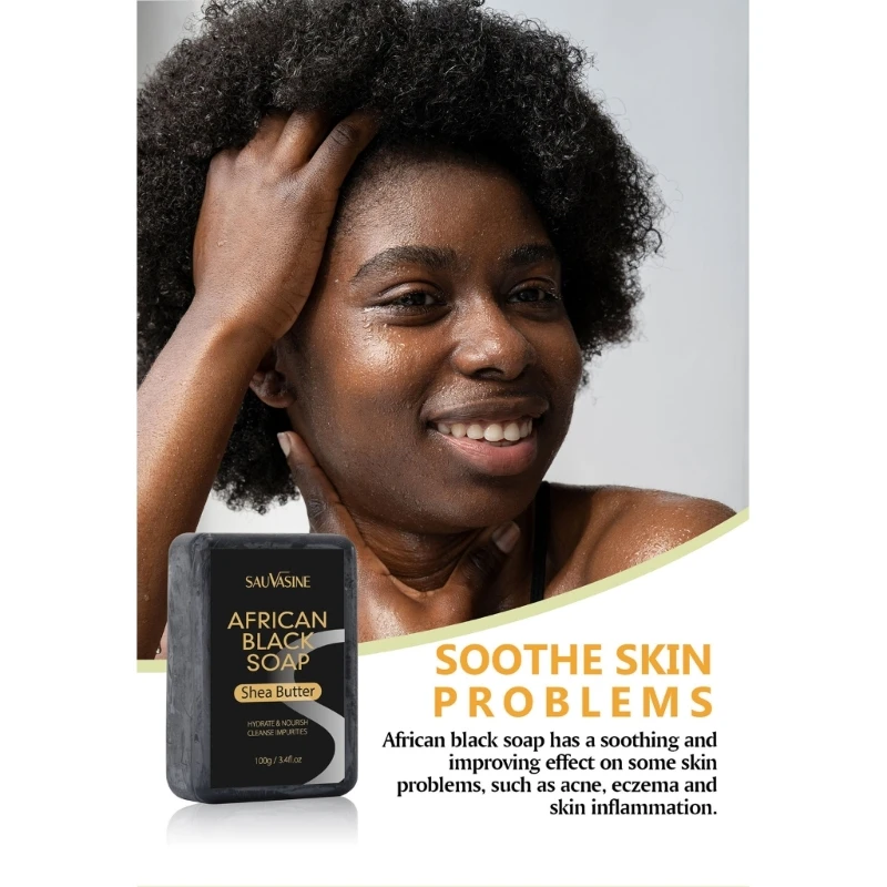 Jabón negro africano hecho a mano para limpieza profunda, jabón hidratante para cara y cuerpo, envío directo Natural